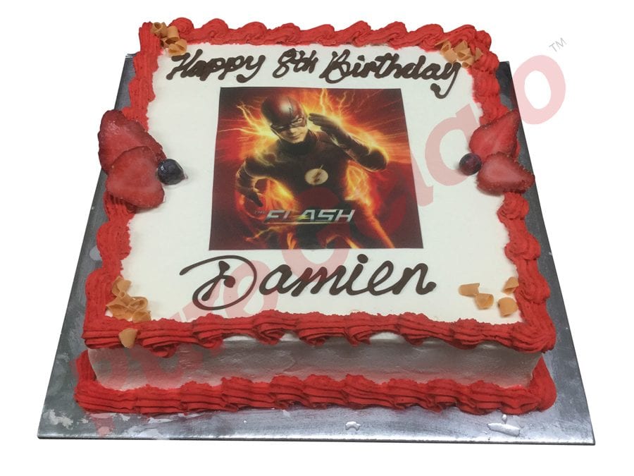 Every year I make the birthday cakes my two boys request. This year the  10-year-old wanted a Flash cake with a DC logo. I did my best. (Homemade  buttercream under the fondant,
