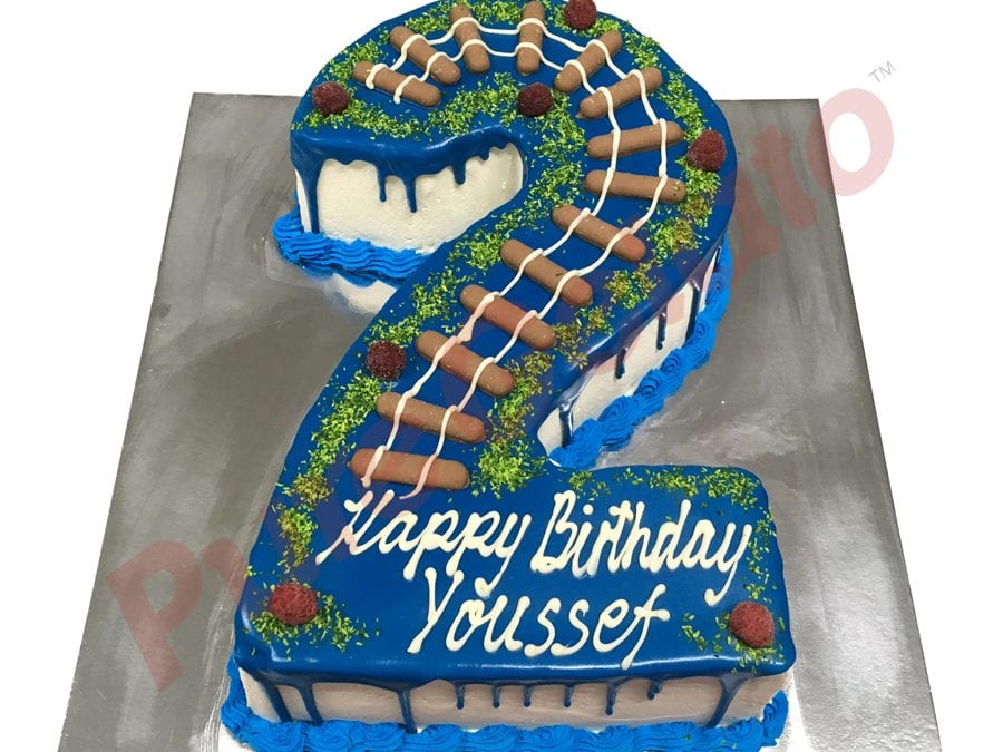 numeral-cake-2-blue-choc-drip-blue-pipingtrain-track