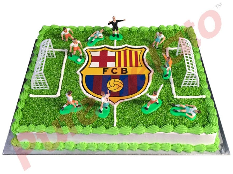 SPORTS FIELD CAKE RECTANGLE FULL FIELD BARCELONA LOGO