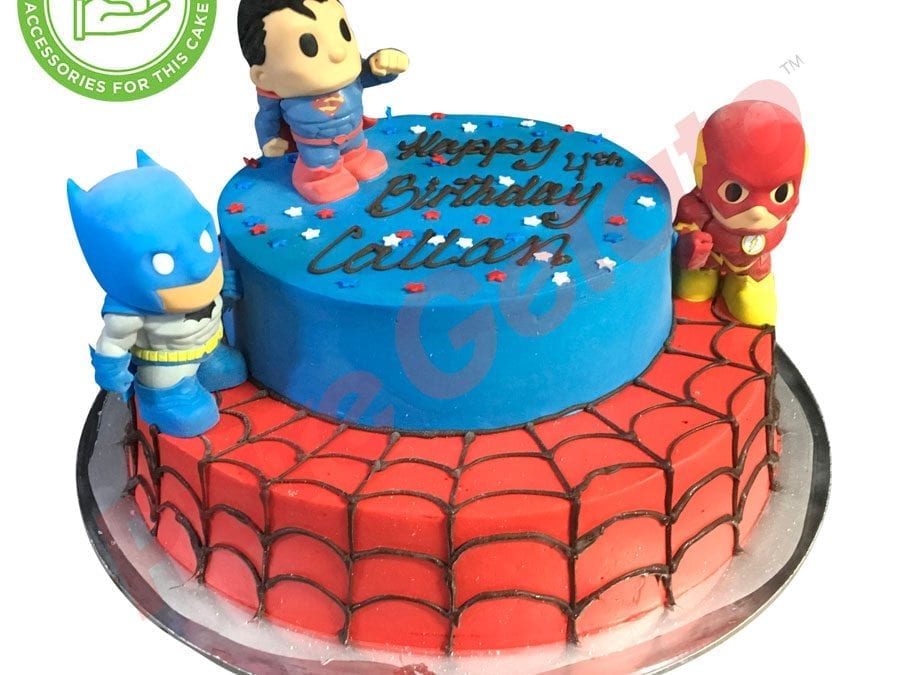 2 tier Cake Superhero smooth Cream+customer supplied acc