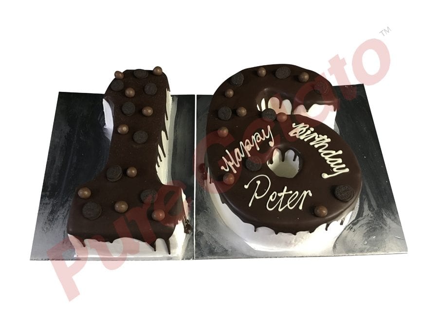 Numeral Cake 16 Choc Drip