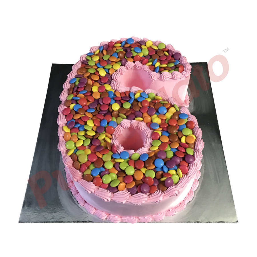 Numeral Cake 6 Pink Smooth Cream Piping Smarties Pure Gelato Sydney 