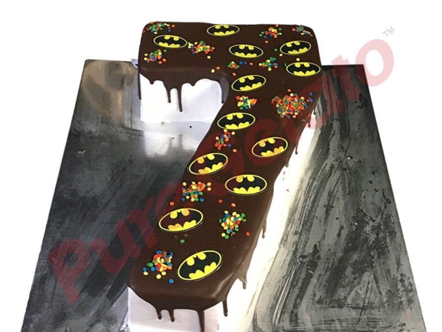 Numeral-Cake-7-Chocolate-drip-Batman-logo-sprinkles