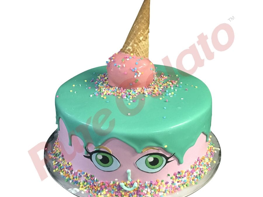 SHOPKINS FACE DOUBLE STACK+UPSIDE-DOWN CONE Teal+Pink+sprinkles