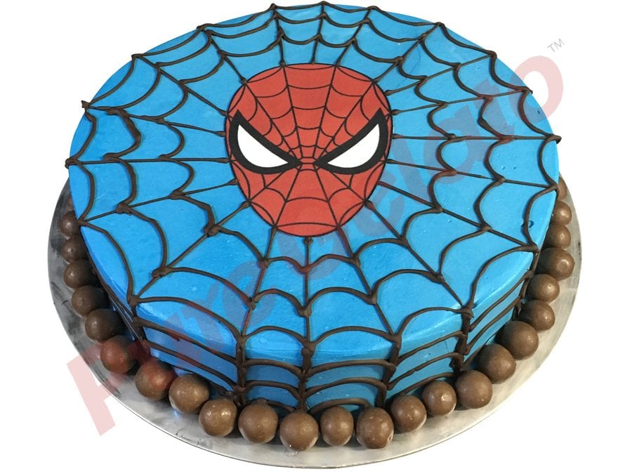 SPIDERMAN WEB FACE GELATO CAKE WITH Maltesers