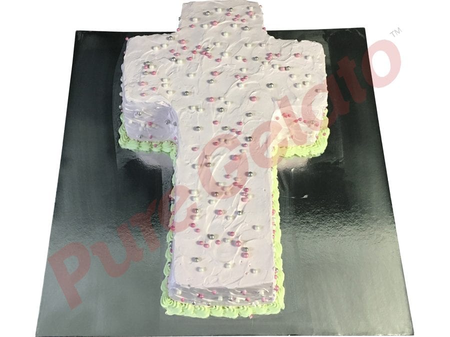 Spatula Cream Finish Cross Baby Pink Green piping+pearl sprinkles